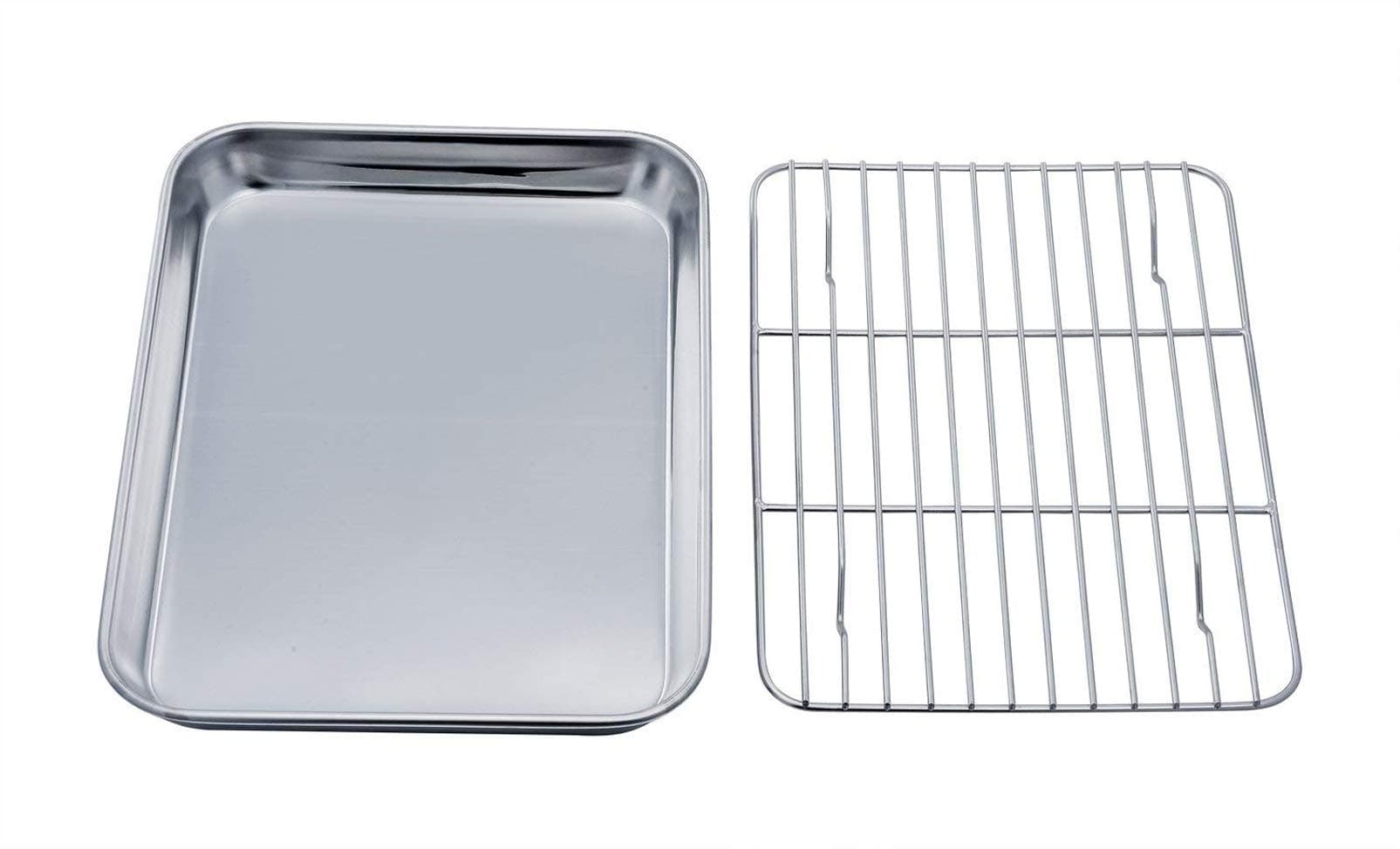 Teamfar Toaster Oven Tray And Rack Set, Stainless Steel Pan Broiler Pan, Compact 7Ââ‚¬Â„¢Ââ‚¬Â„¢X9Ââ‚¬Â„¢Ââ‚¬Â„¢X1Ââ‚¬Â„¢Ââ‚¬Â„¢, Non Toxic & Healthy, Easy Clean Dishwasher Safe
