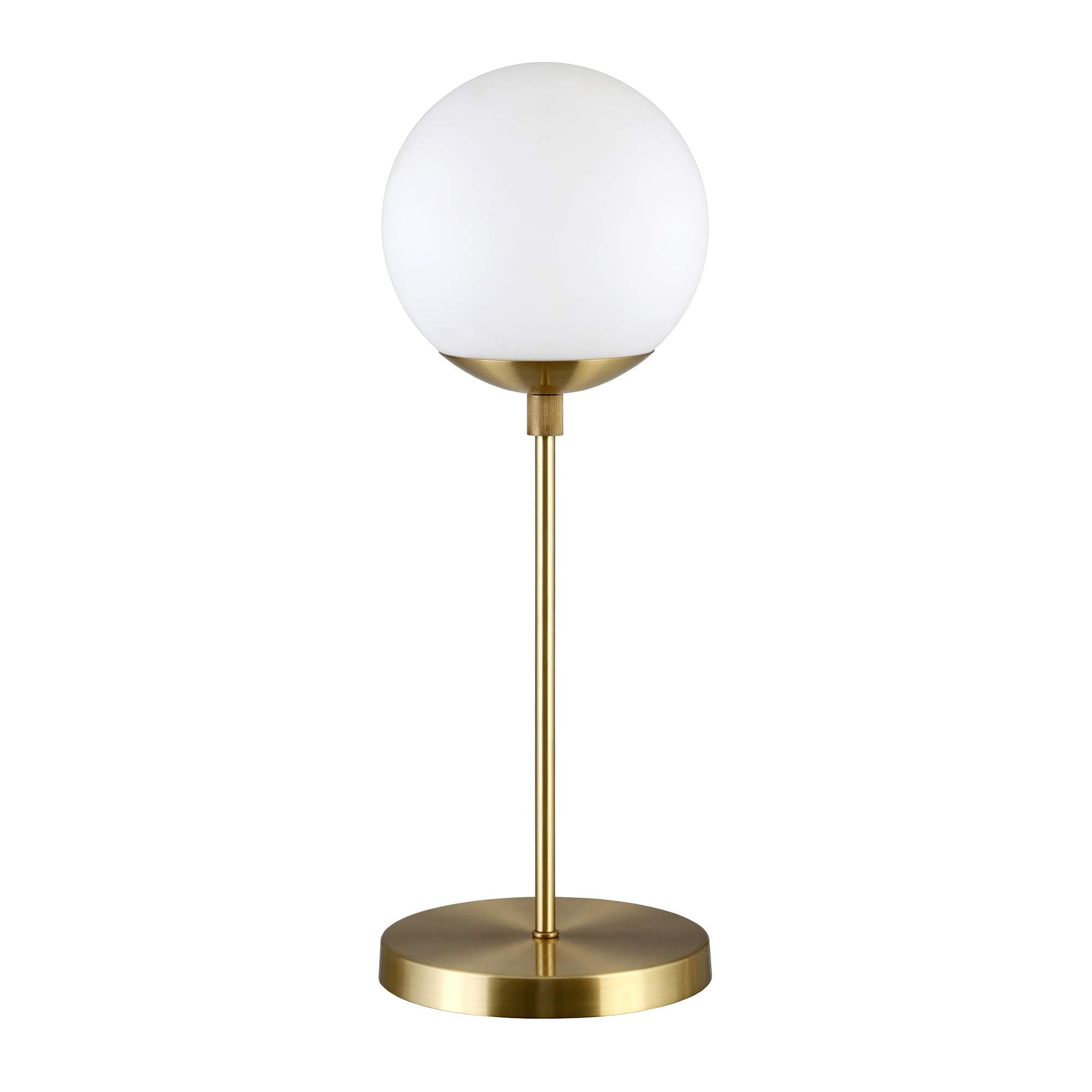 Theia 21" Tall Globe & Stem Table Lamp with Glass Shade in Brass/Clear