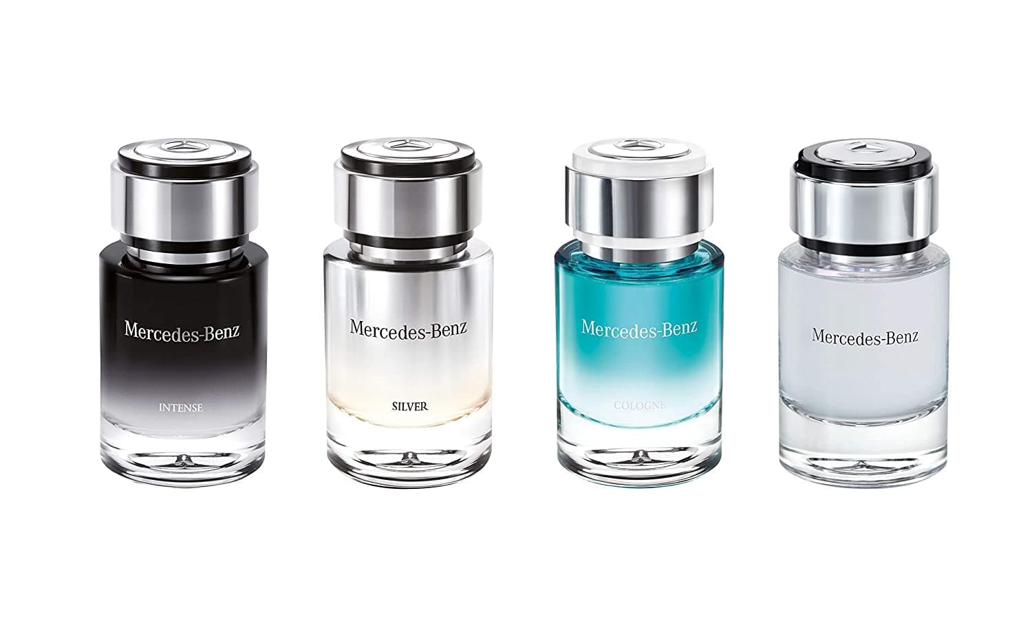 Mercedes Benz for Men Edt 4 X 7ml Mini For Intense + for Silver + cologne + for Men Set, 4 Piece Set