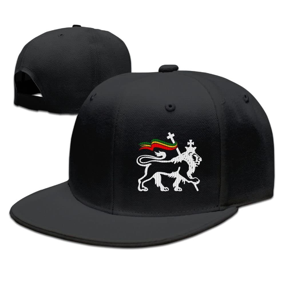 GAMMAGU Rasta Lion of Judah Embroidered Plain Baseball Caps Hip-Pop Cap Black