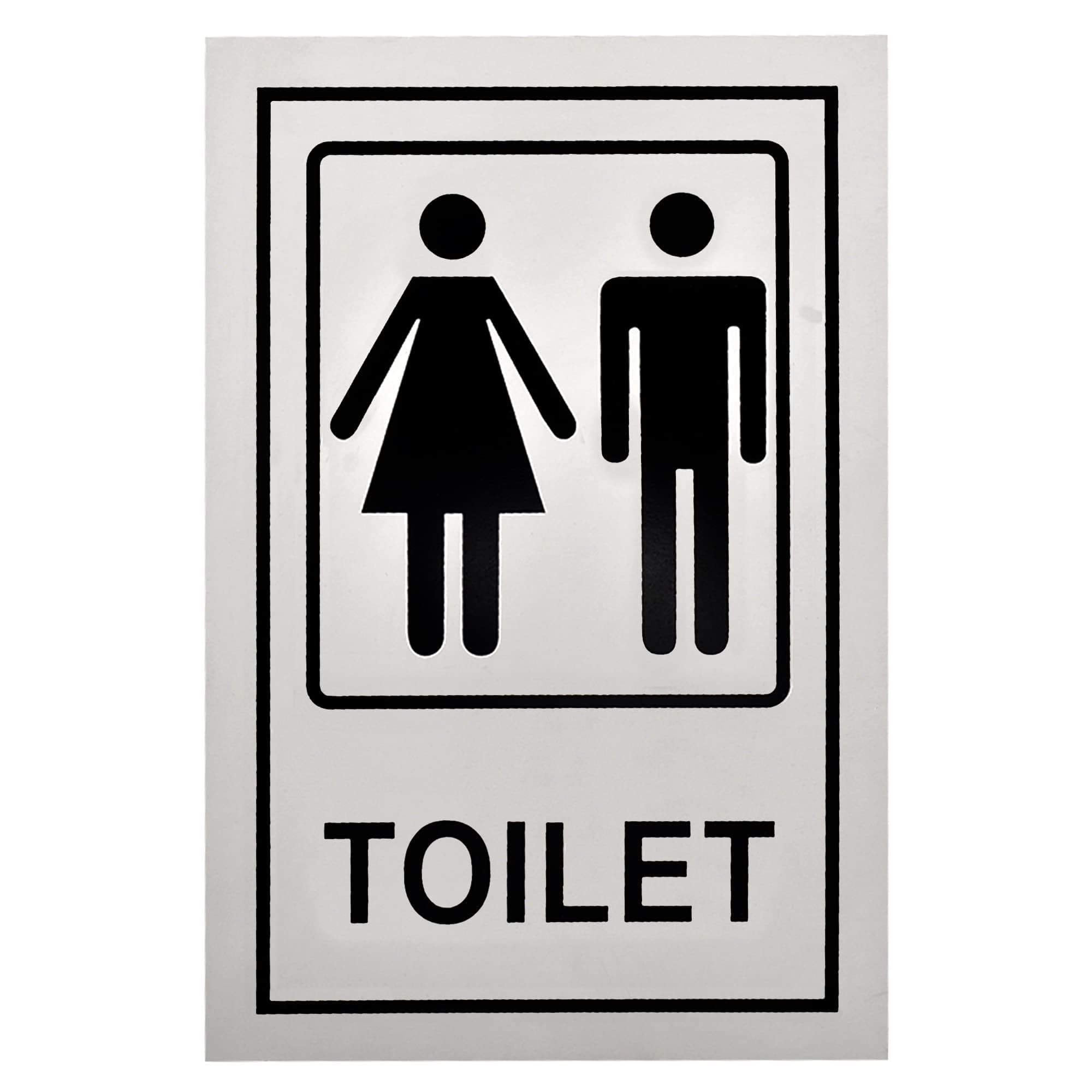 Buzz Cool Metal Silver Toilet Sign Board Sticker | Self Adhesive Ladies and Gents Washroom Signage | Restroom Sign Board | Toilet Doors Signage Board | Hotel Mall Cafe Toilet Door Stickers (1 Pc)