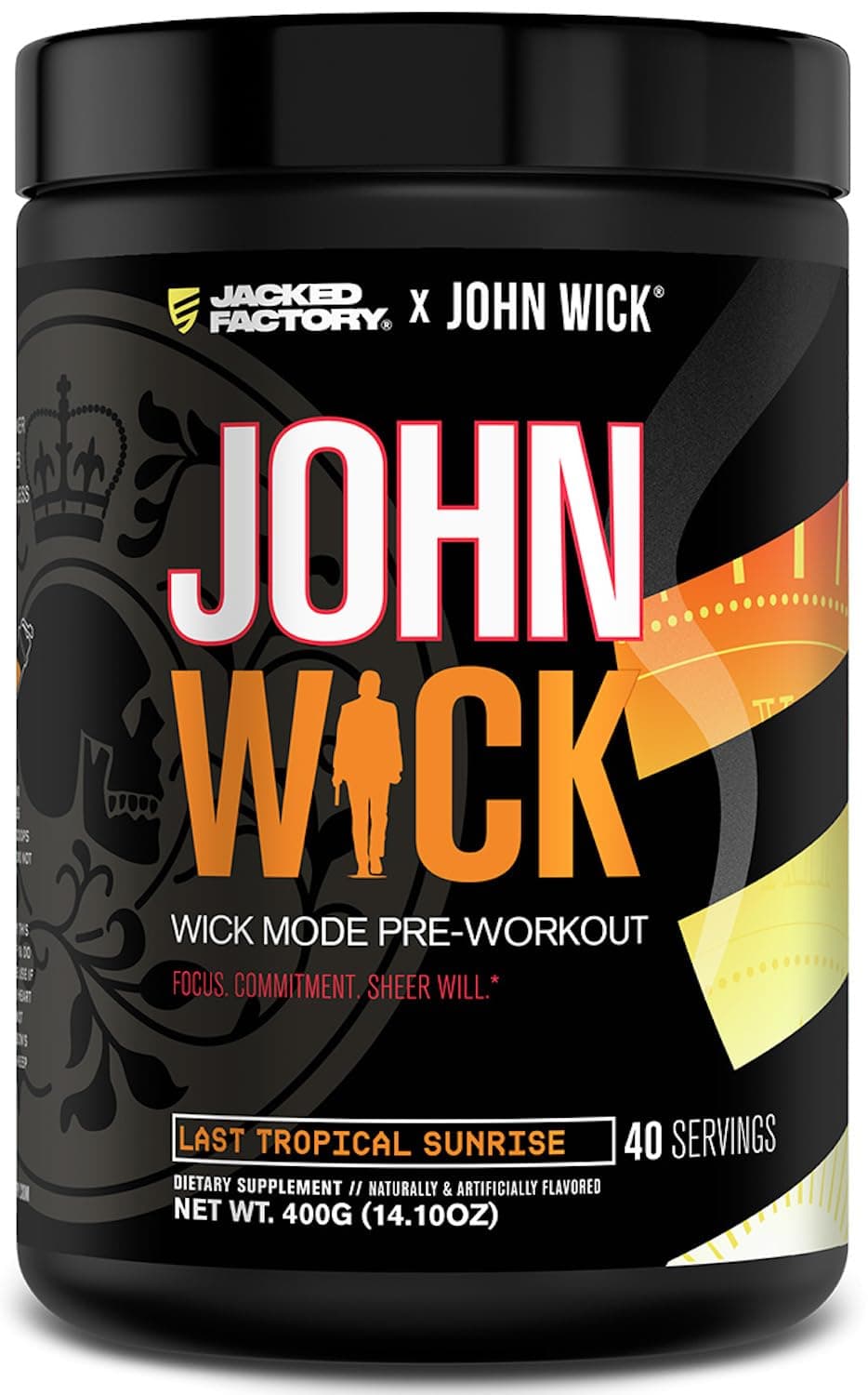X John Wick - Wick Mode Pre Workout Powder - Intense Energy, Battle-Ready Focus, Unstoppable Commitment, and Sheer Will - 40 Servings, Last Tropical Sunrise