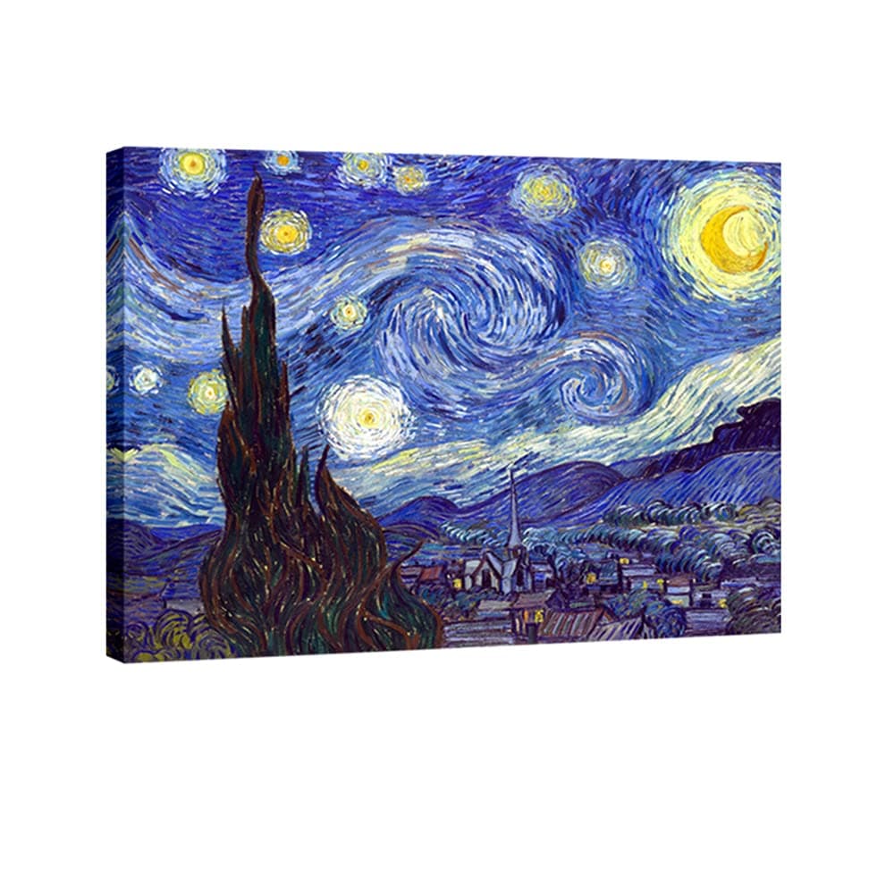 Starry Night Abstract Canvas Prints Wall Art of Van Gogh Famous Artwork Modern Gallery Wrapped Classic Sky Star Pictures Artwork for Living Room Home Office Decorations