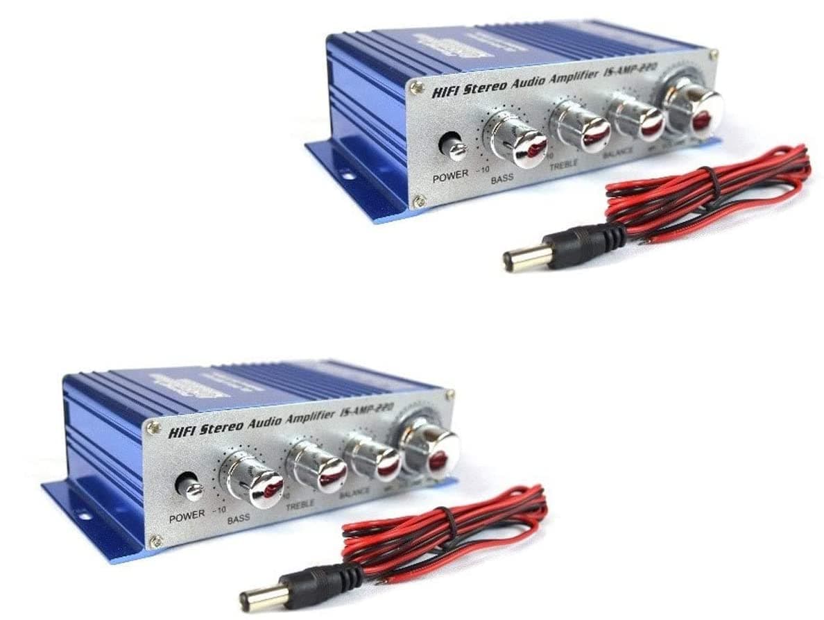 2-Pack 2 Channel Stereo PA Mini Amplifier 4 to 16 Ohm 20 Watt 3.5 Aux Input USB