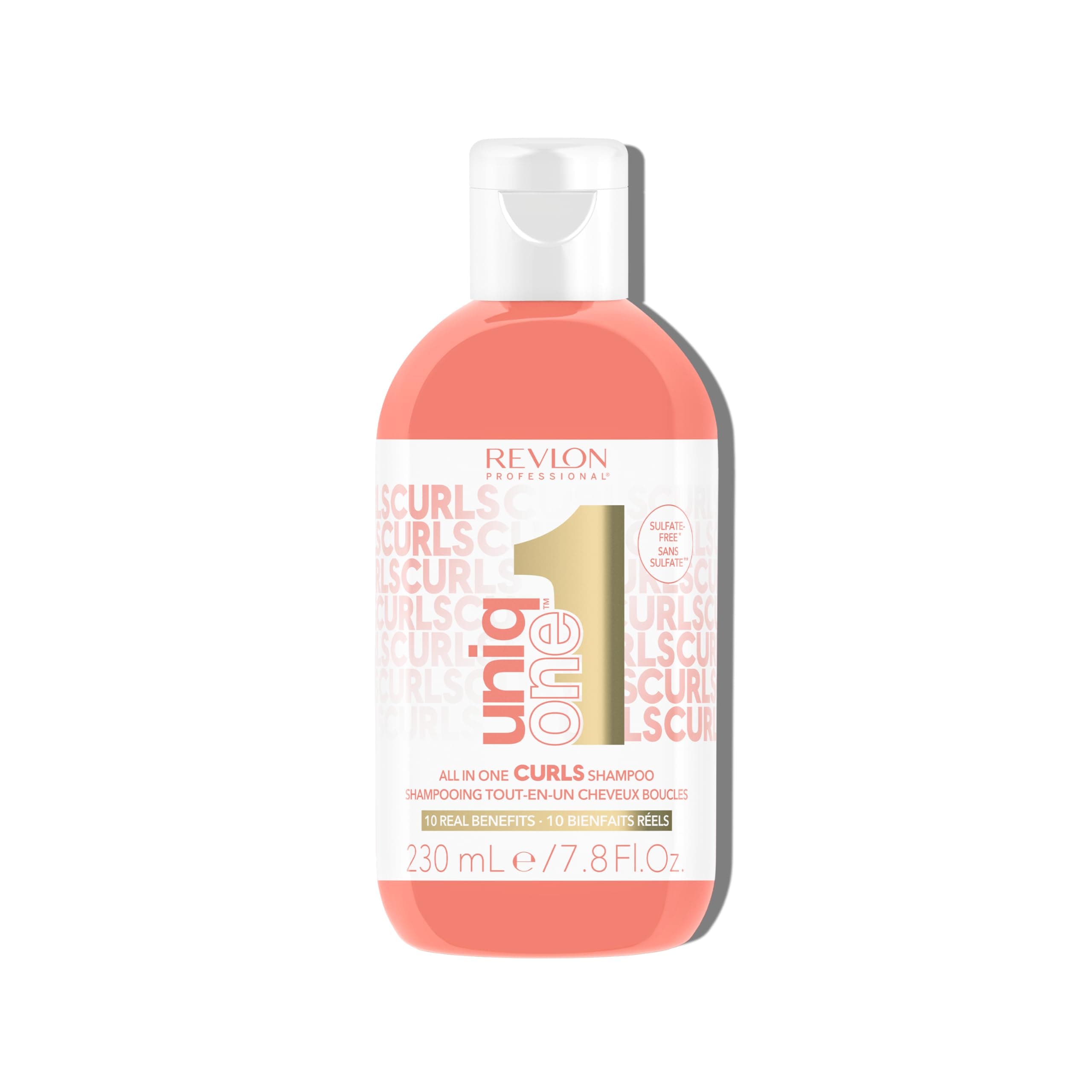 UniqOne Curls Shampoo, 10-in-1 Sulfate-Free Formula for Curly Hair, Curl Defining, Controls Frizz, Hydrates, Color Safe & Vegan, 7.7 fl oz