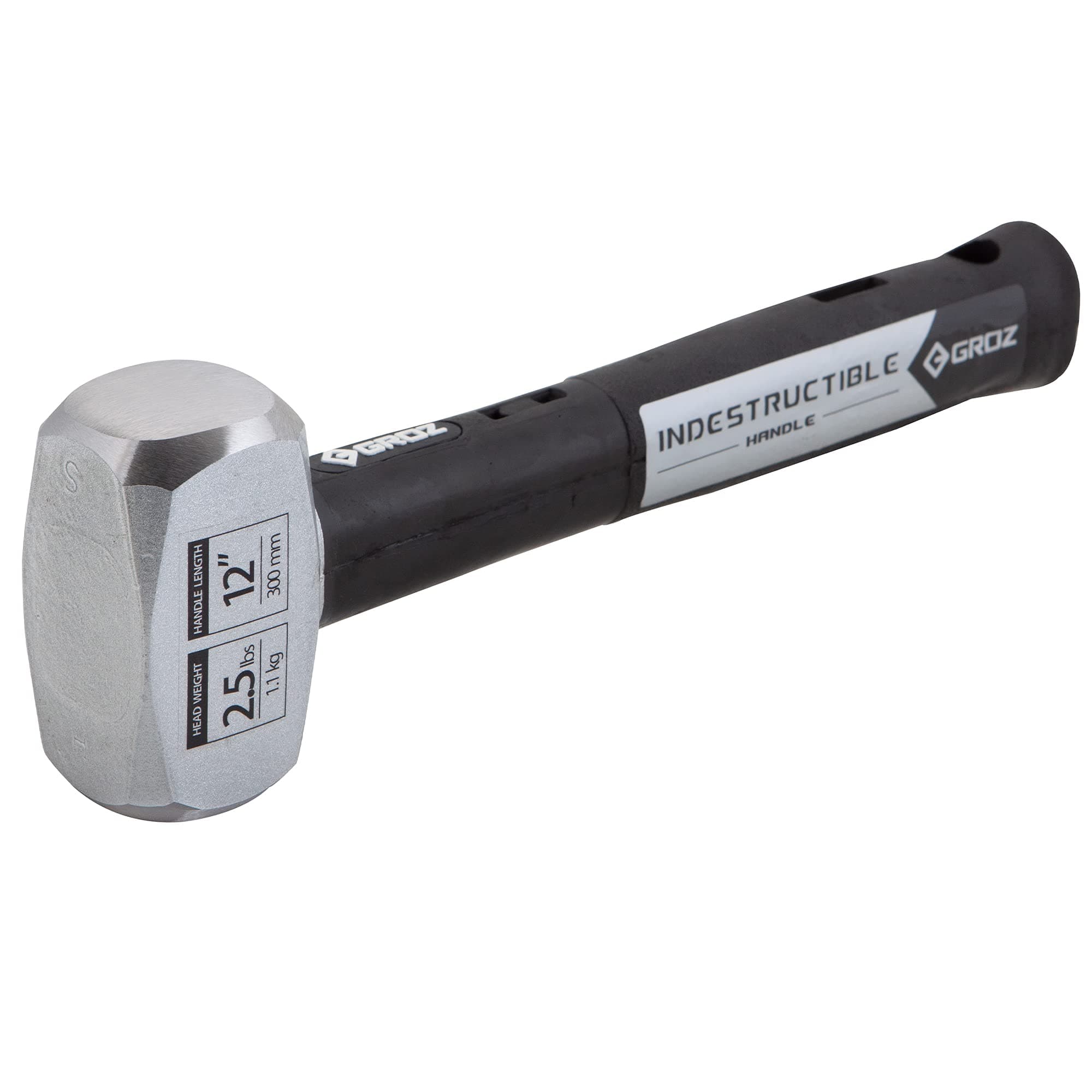 Groz 34550 12" Indestructible Striking Hammer, 2.5 lb, Soft 30 HRC