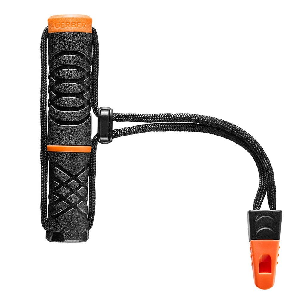 Gear Fire Starter Ferro Rod Survival Tool with an Emergency Whistle and Metal Striker