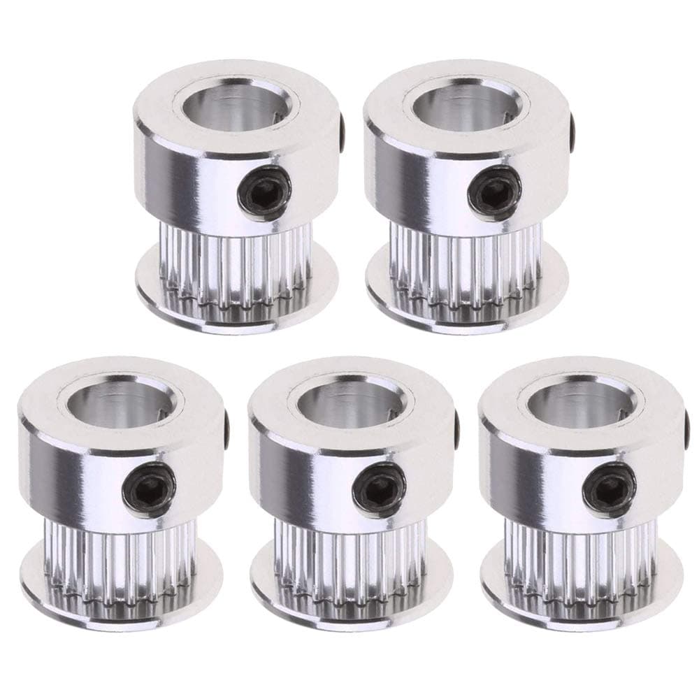 GT2 Timing Belt Pulley 20 Teeth Bore 8mm(5pcs), Aluminum Synchronous Wheel for 3D Printer