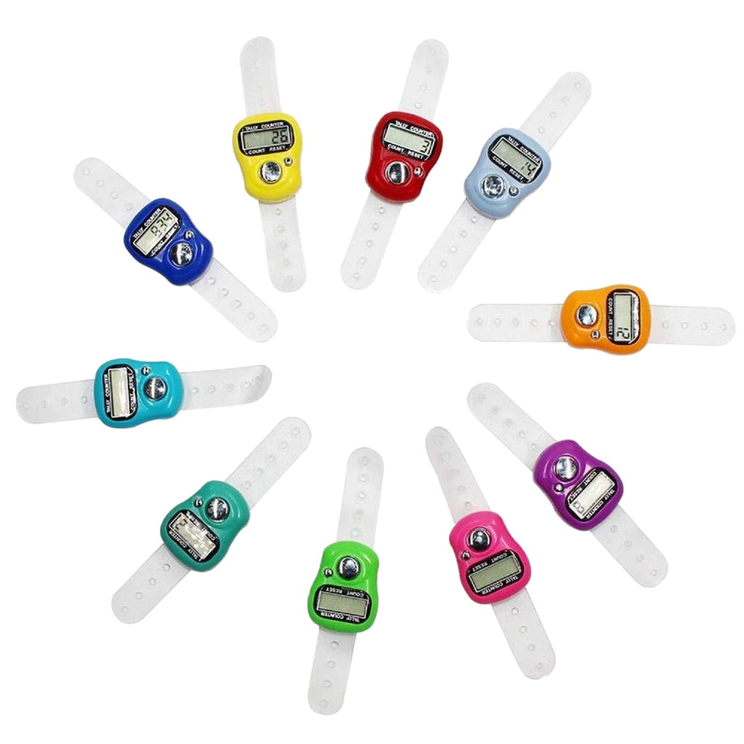 5 Digital Electronic LCD Tasbih Finger Tally Counter Islamic Zikr Islam Muslim Hand Ring Counters Multi Color Mini Held Case Resettable Mechanical Manual Clicker Number Lap Tracker Random Counting