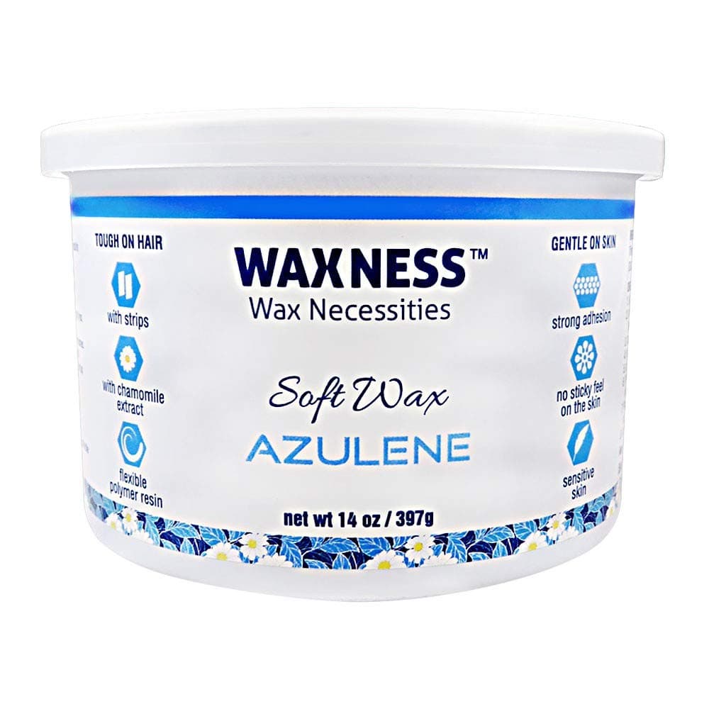 Soft Wax Tin Azulene 14 oz (400 g) – Professional Strip Wax with Azulene for Face & Body, Smooth Application – Made in Italy