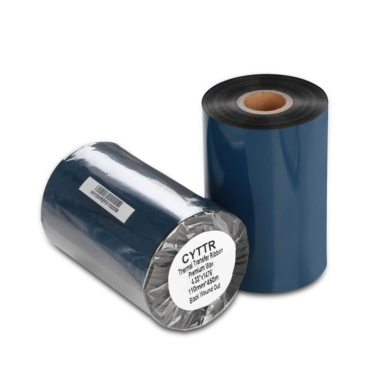 Thermal Transfer Ribbon - Premium Wax Printer Ribbon 1" Core Ink Out- 1 Roll (4.33" x 1476') 110mm450m for Zebra ZT410,ZT420,ZT610,105SL,110*i4,140*i4,zt230,Godex ez2300,Citizen s700