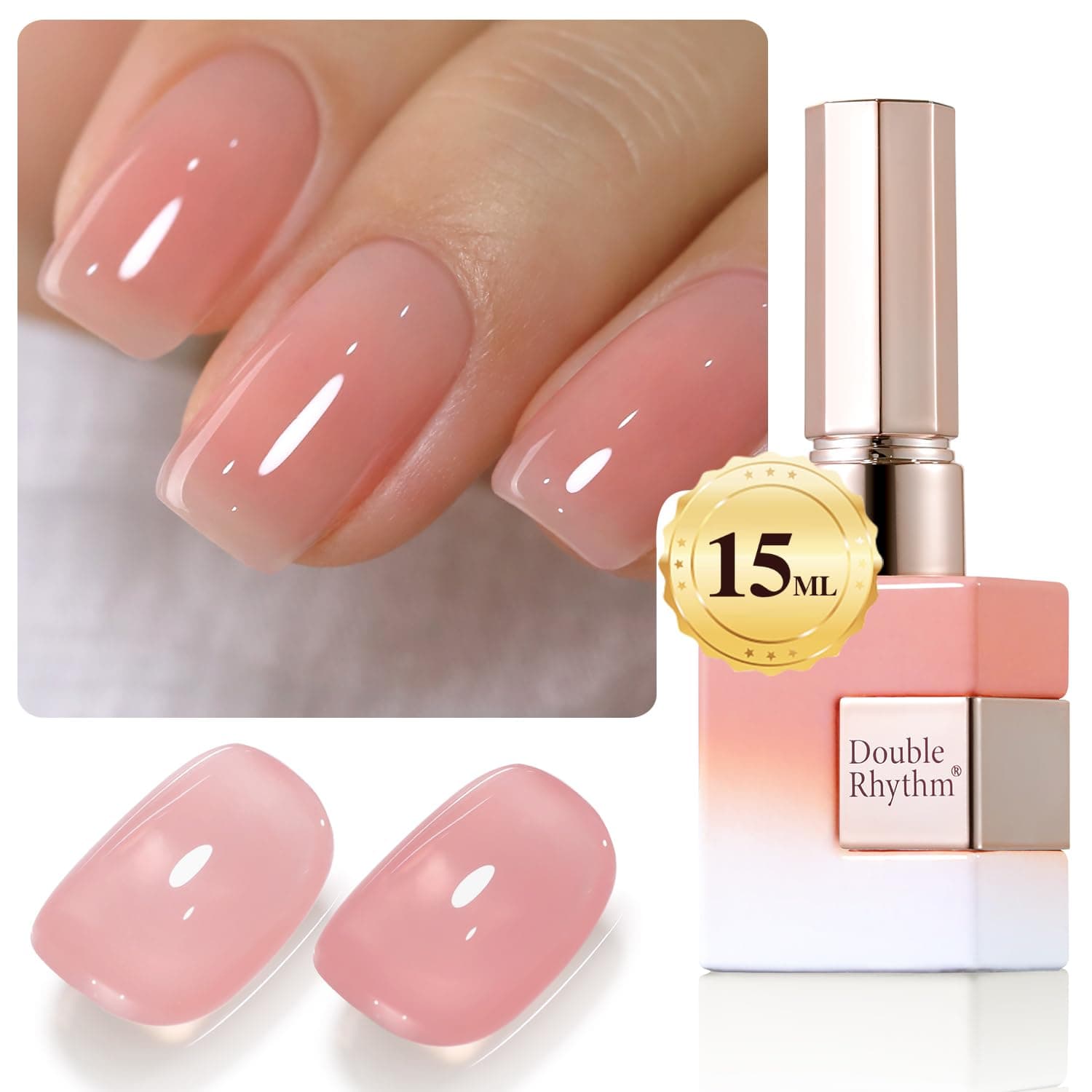 Translucent Gel Polish Sheer Neutral Natural Light Milky Same Color Same Bottle 15ML Jelly Nail Polish Nail Art DIY at Home (Pink Clear-A1323)