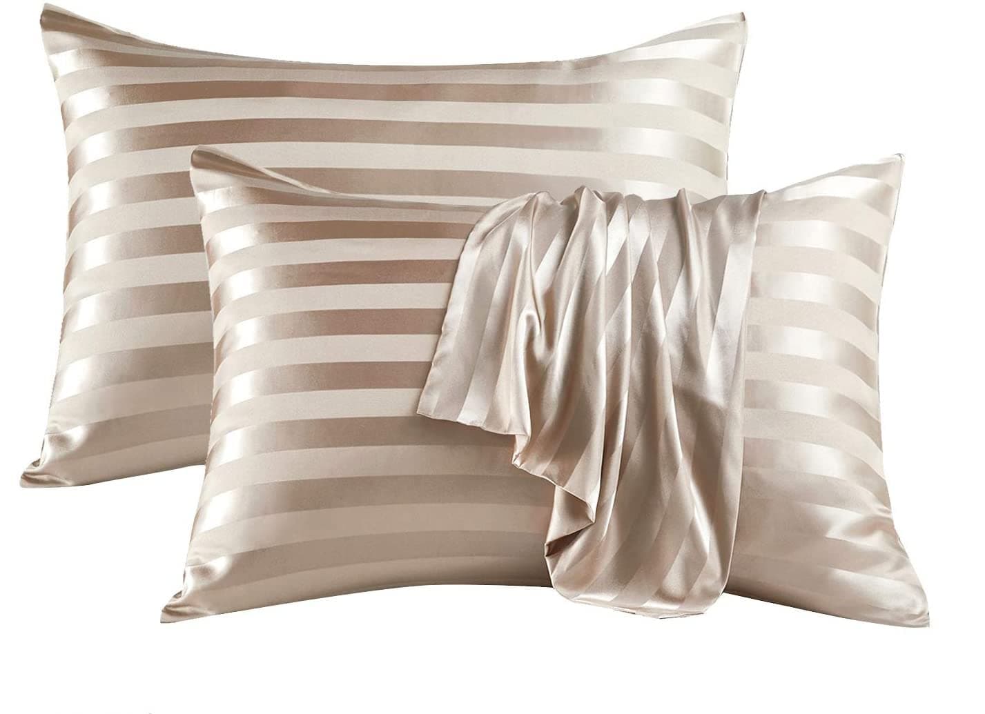 BananaHome Lightweight Super Soft Easy Care Microfiber Pillowcase, Standard Size 50cm X 75cm Satin Pillow Cases Set of 2 with Envelope Closure (Khaki)