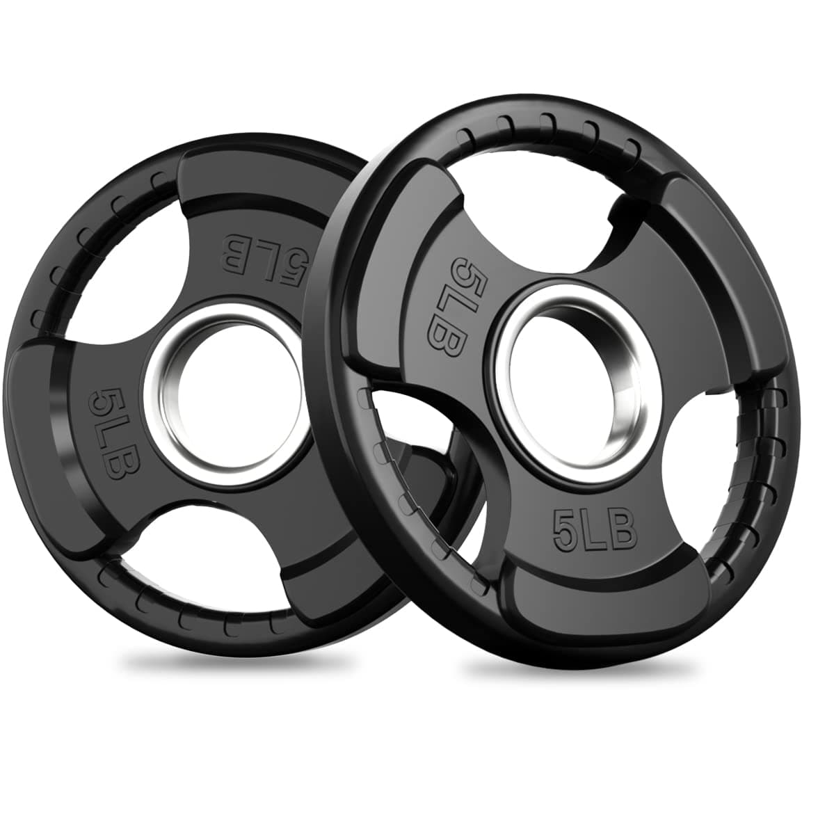 RitFit Weight Plates for Barbell, 2-Inch Olympic Rubber Grip Plates for Weightlifting and Strength Training in Home & Gym, Single, Pair and Sets