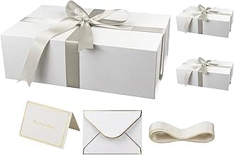 YINUOYOUJIA 3 Pack Large White Gift Boxes with Lid,14"x9"x4.5" Magnetic Gift Box with Ribbon,Cards and Envelopes for Presents,Great for Wedding,Birthdays,Crafting,Gift Packaging.