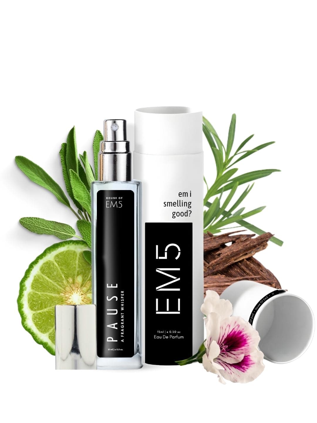 EM5 Pause Perfume for Men | Aromatic Fresh Amber Fragrance | Eau De Parfum Spray | Luxury Gift for Him | 15 ml