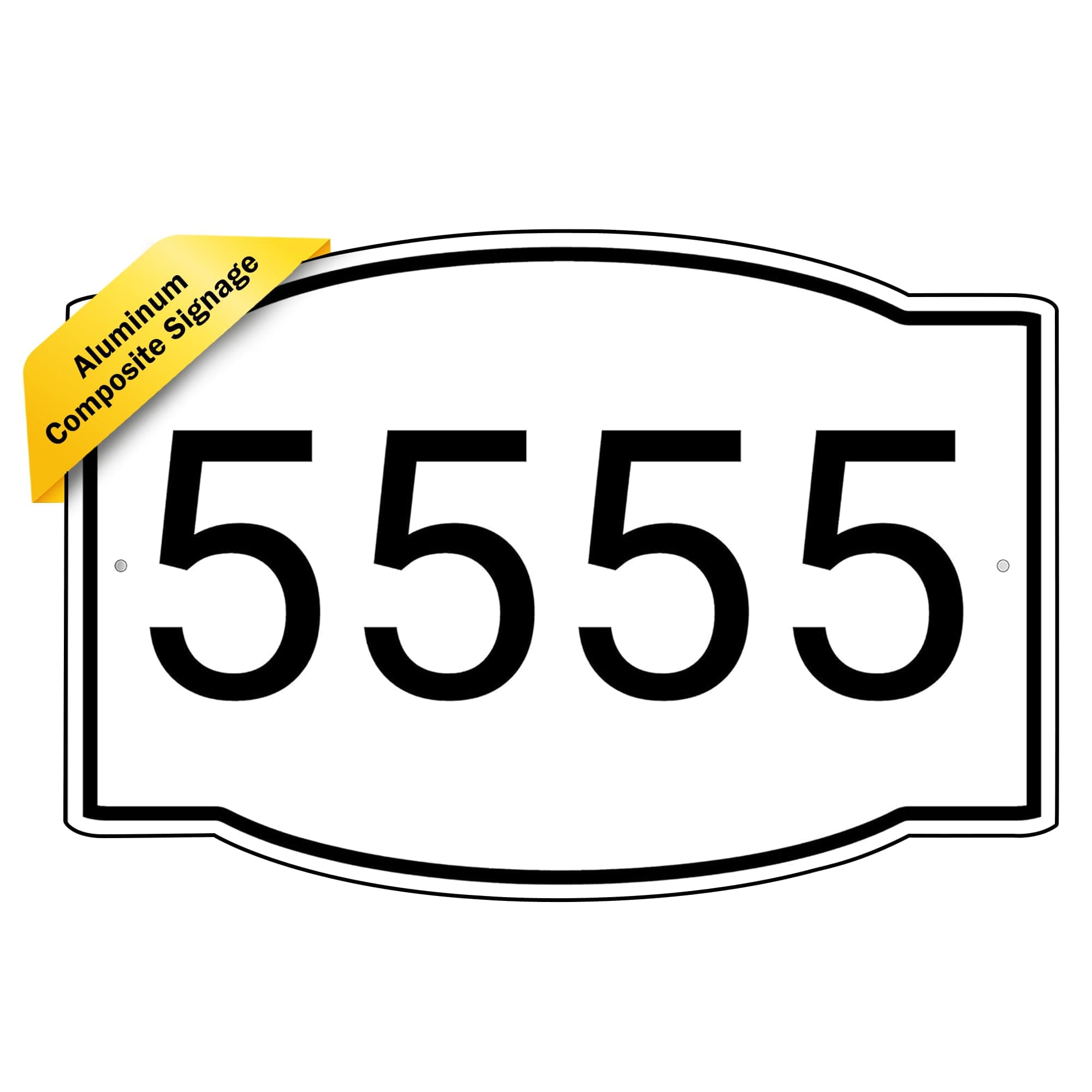 Horizontal White and Black House Number, Address Plaque Sign for Mailbox, Customized for House, Store, Office, Outside, 911 Visibility Signage