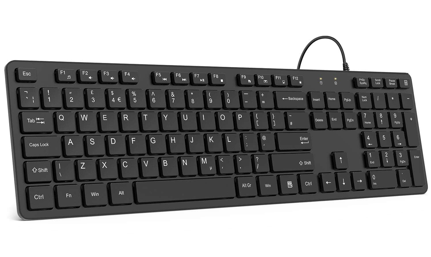 Wired Keyboard, TedGem Keyboard, Full Size USB Keyboard, Splash Resistant, Computer Keyboard, Laptop Keyboard, Plug and Play, 12 Multimedia Buttons, for Windows/Vista/PC/Smart TV