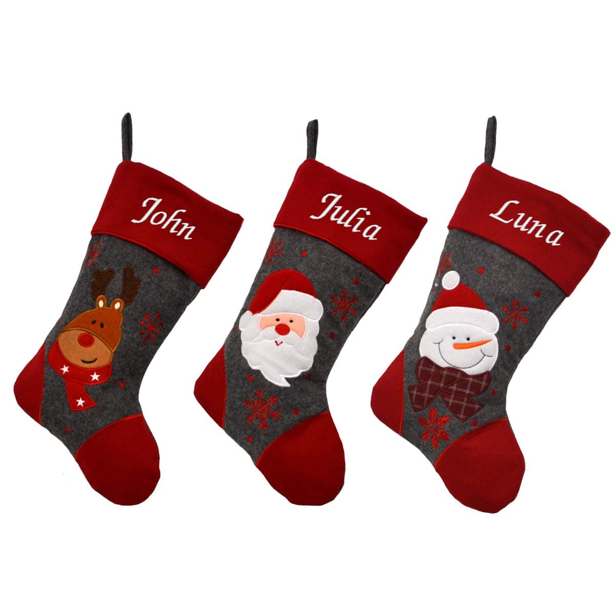 D3 Personalised Embroidered Christmas Stocking Luxury Nordic Sack Santa Deluxe (Santa)