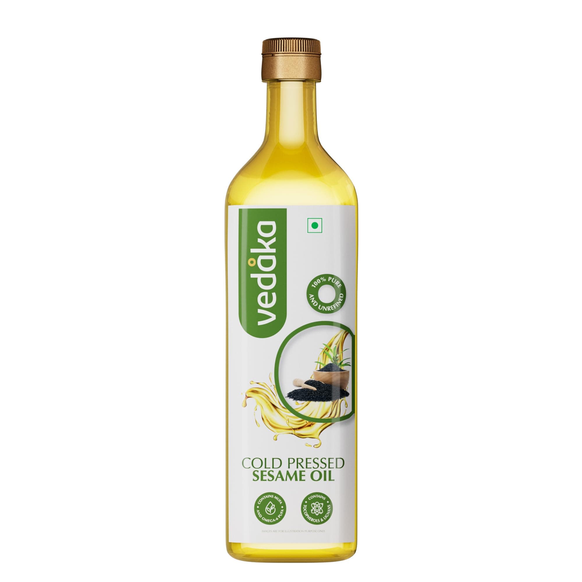 Amazon Brand - Vedaka Cold Pressed Sesame Oil Bottle (1L, Gingelly)