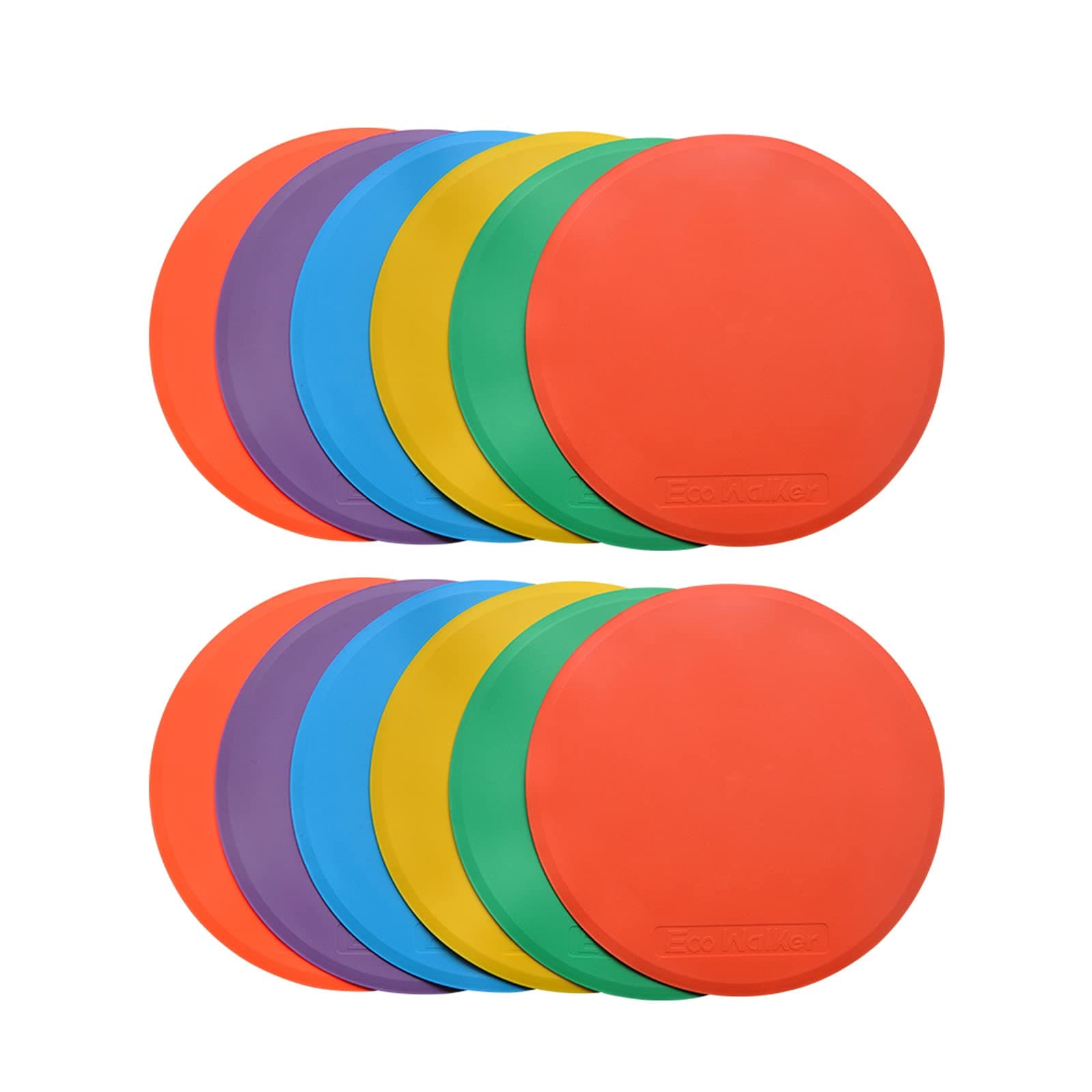 Eco Walker 10inch Spot Markers 12pcs Floor Flat Field Cones for Sports Speed Agility Training
