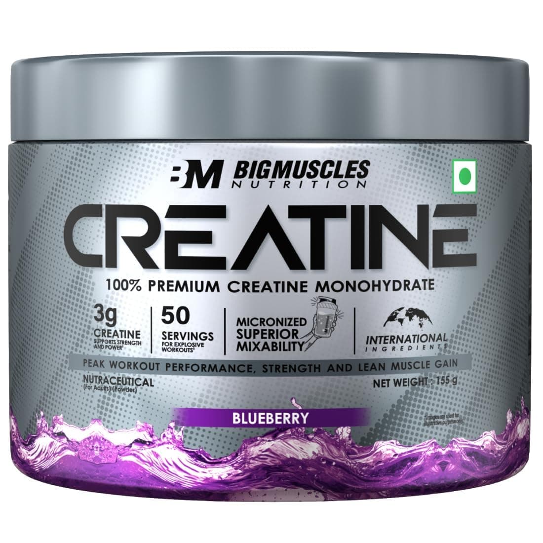 Creatine [155g, 50 Servings]| Blueberry | Micronized Creatine Monohydrate To Support Lean Muscle Repair & Recovery|Increase Strength&Athletic Performance,Powder, 1 count