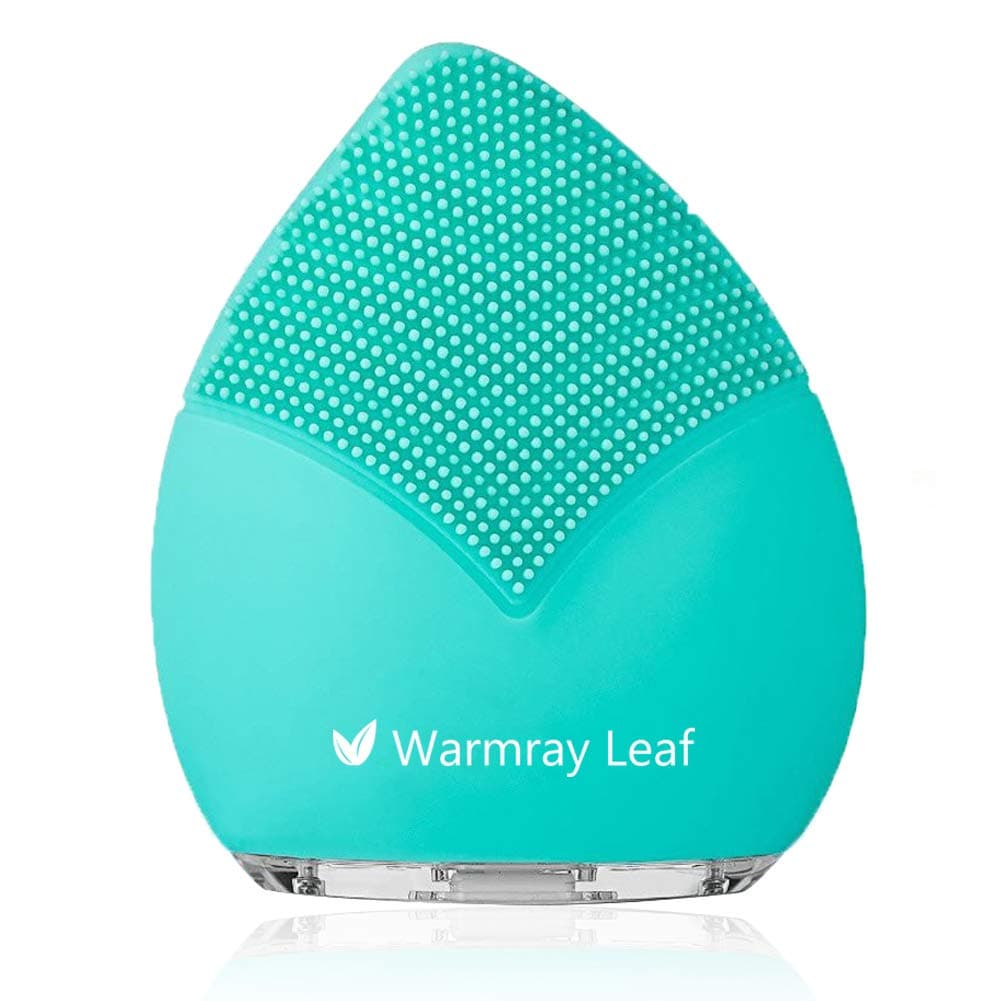 Warmray Leaf Sonic Face Brush, Cleanser and Massager, Ultra Hygienic Soft Silicone Facial Cleansing Brush for Every Skin Type USB Rechargeable (Tiffany Blue)