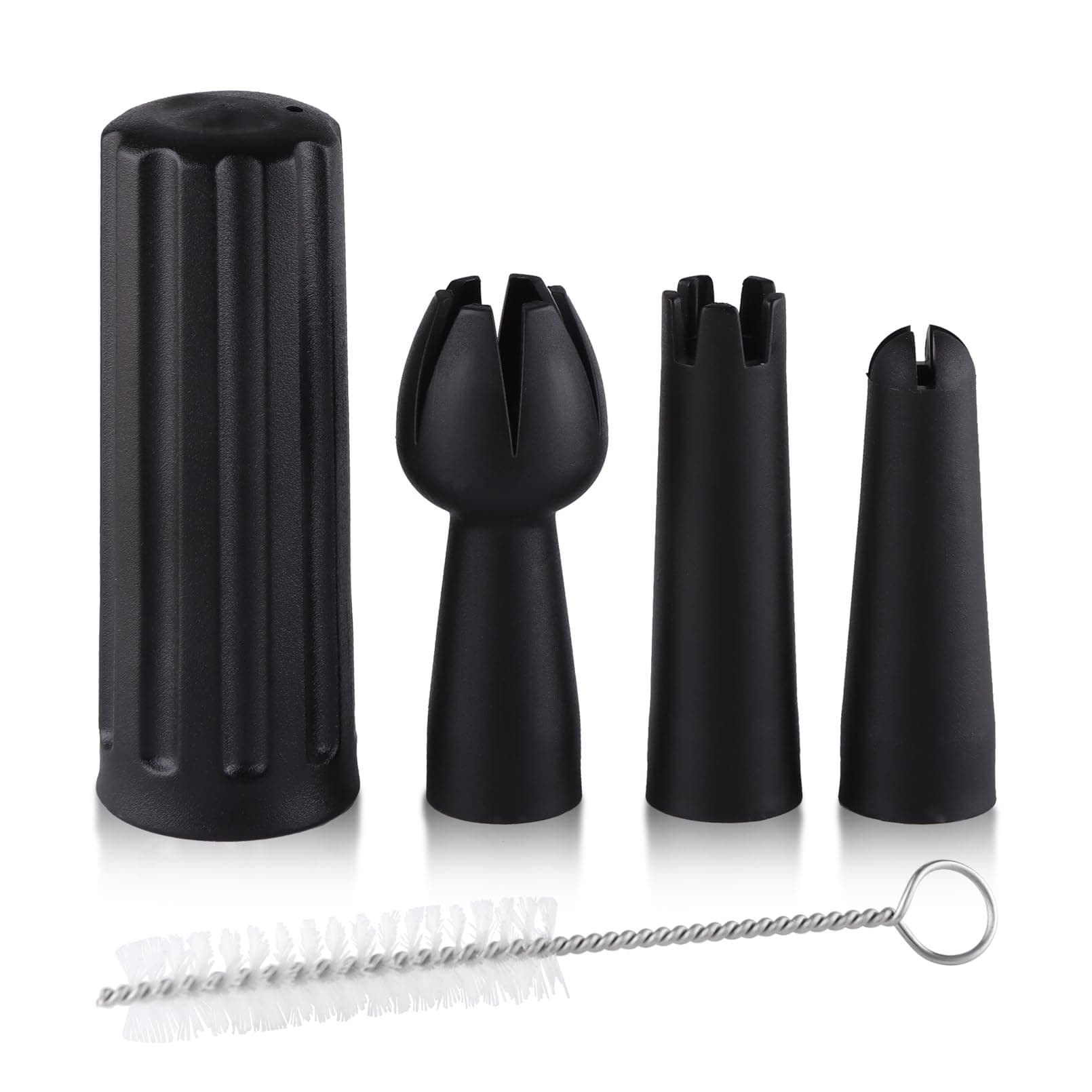 Sivaphe Whip Cream Whipper Replacement Parts, Cream Whipper Decoration Tips and Gas Cartridge Black, Whipped Cream Dispenser Head Tips with Charger Holder