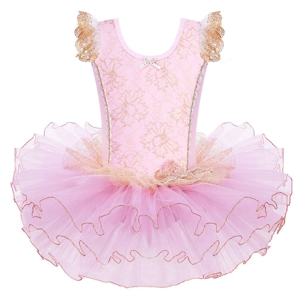 HUAANIUE Girls Kids Sleeveless Tutu Dress Girls Ballet Sweatshirt with Tulle Skirt 3-7 Years