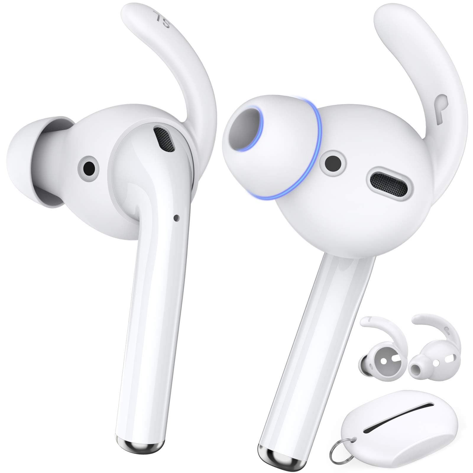 AhaStyle 2 Pairs AirPods Ear Hooks Cover Earbuds Tips Accessories [Added Storage Pouch] Compatible with Apple AirPods 2 and 1 or EarPods