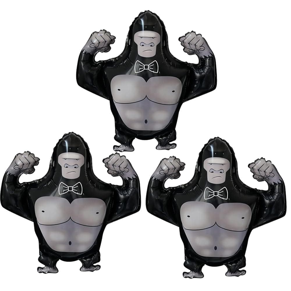 3pcs Gorilla foil balloons monkey king kong balloons Jungle Safari theme party supplies balloon gorilla tag birthday party decoration VR game theme Gorilla balloons primate fan party balloons