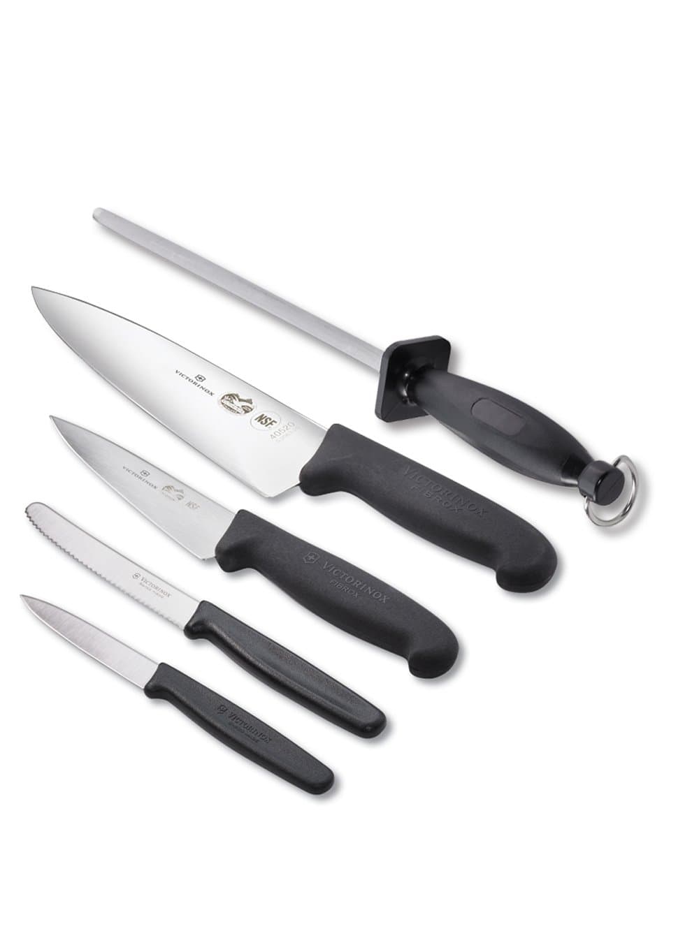 Victorinox Fibrox Pro 5-Piece Chef's Knife Set with Molded Handles, Black