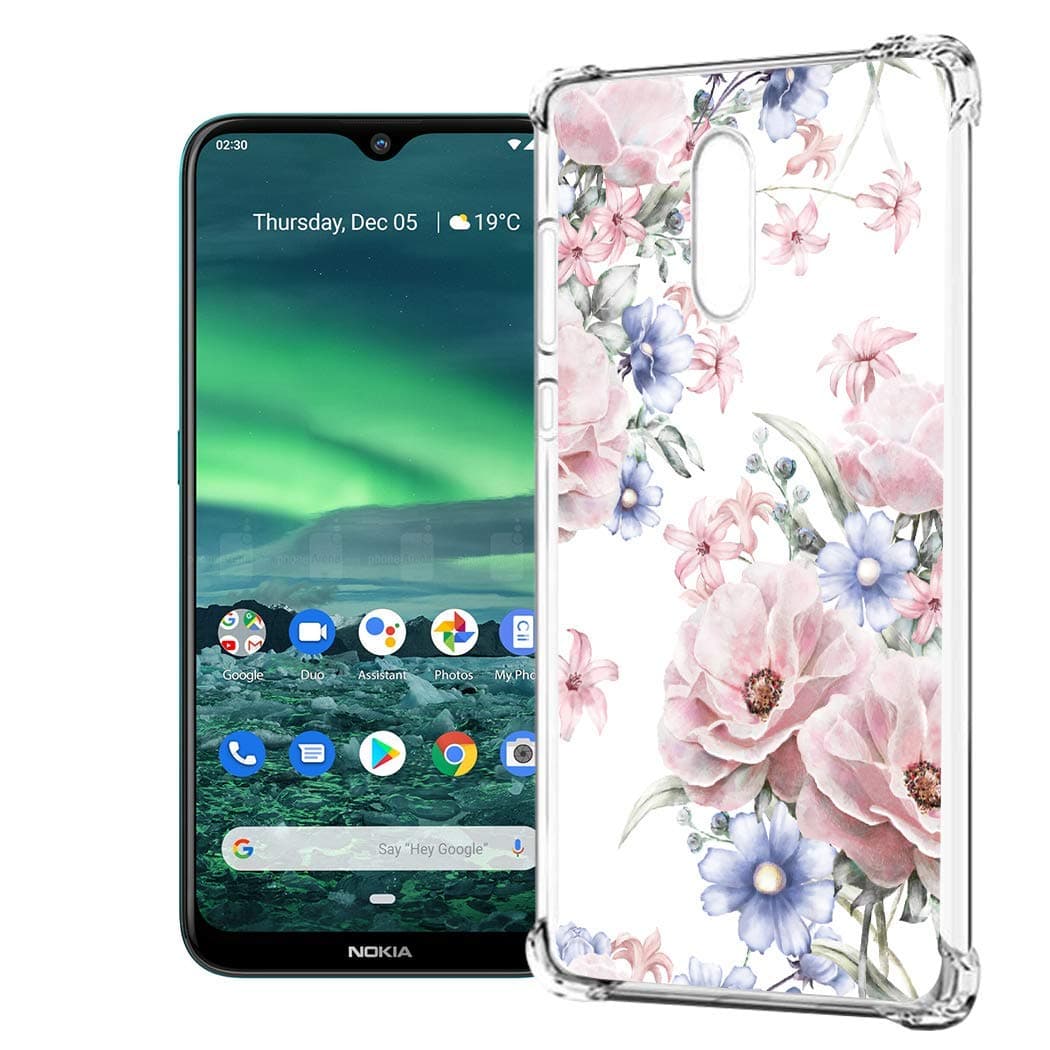 Entaifeng Nokia 2.3 Case, Scratch Resistant Grippy Soft TPU Rubber Full Body Protective Phone Cover for Nokia 2.3 (Floral Romance)