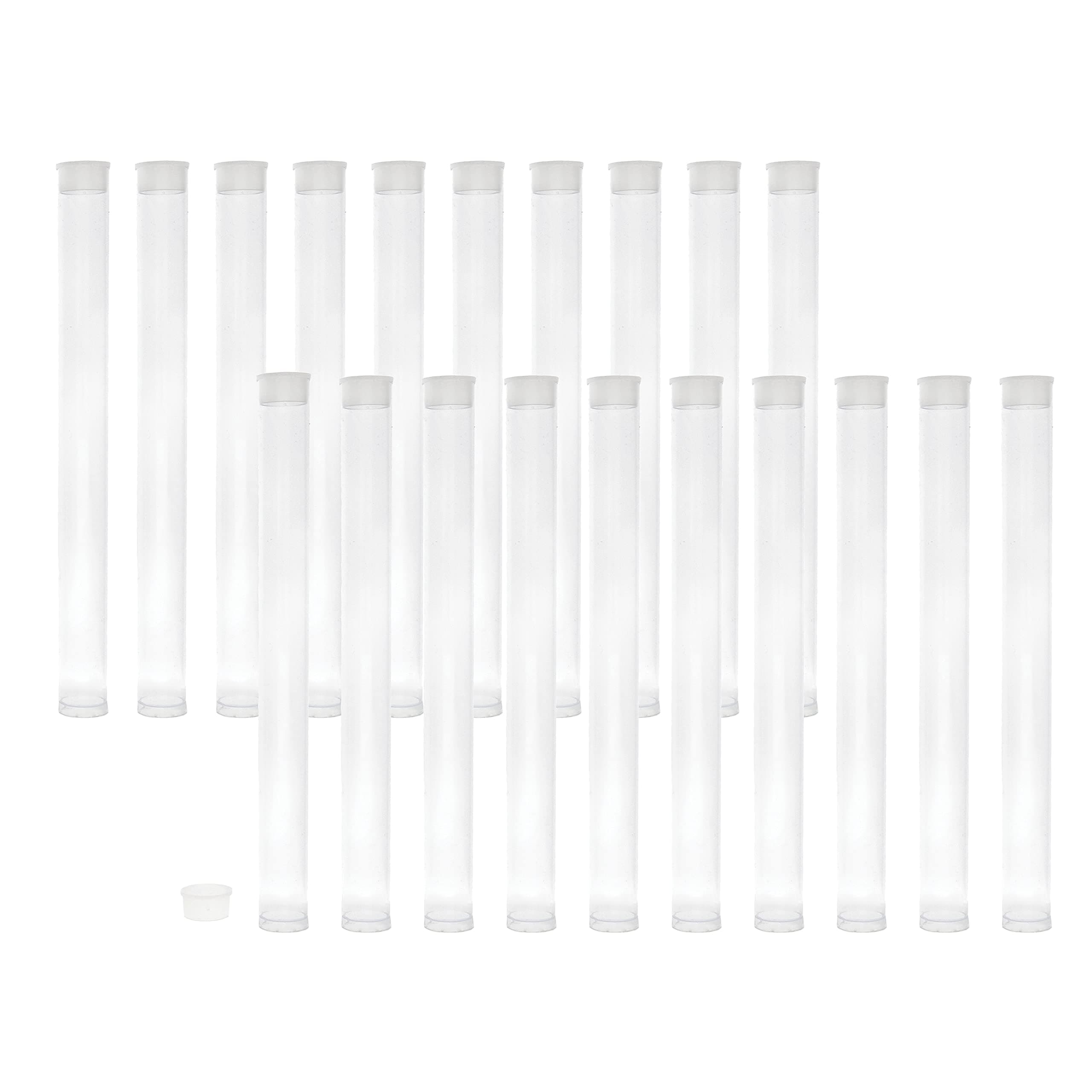 The Beadsmith Clear Plastic Tubes - 6-Inch-Long Round Tubes, 9/16 Inches in diameter - Flat Caps - Use for Beads, Bath Salts, Wedding & Party Favors, Home or Office Storage - Bag of 20