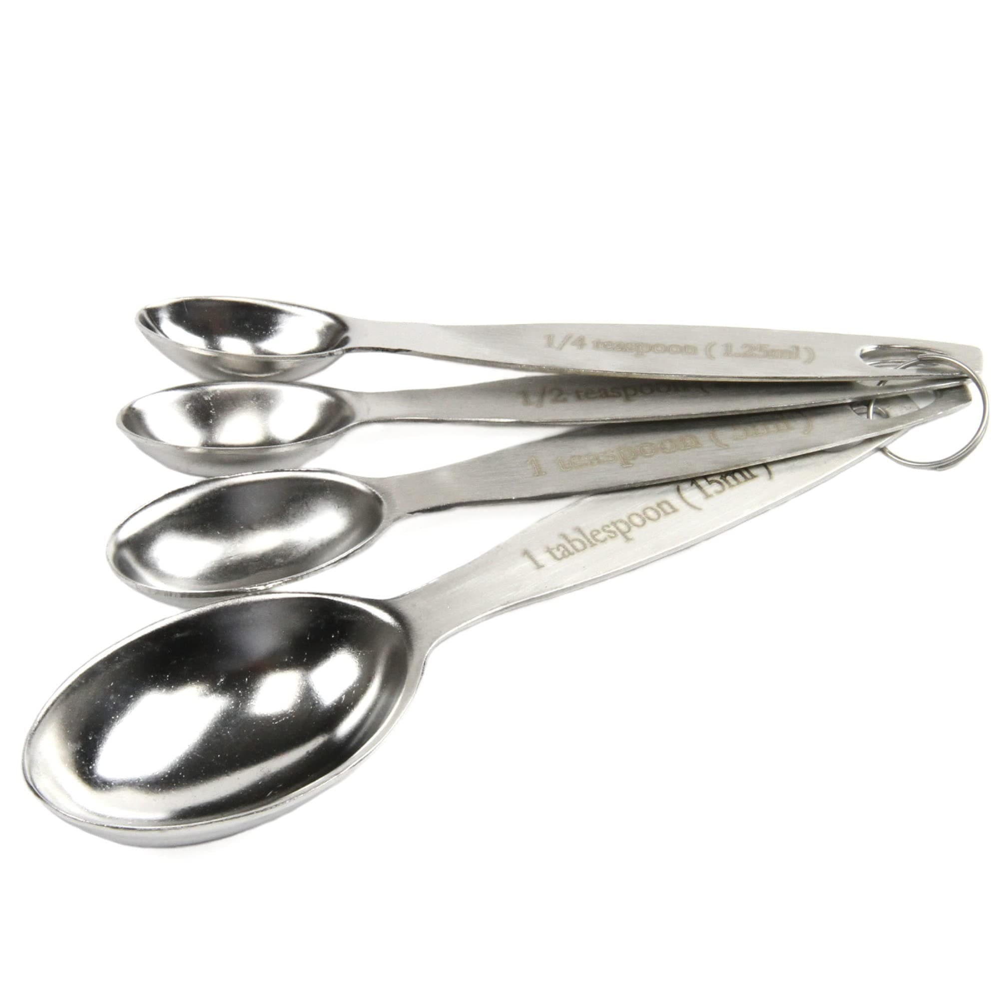 Chef Craft Select Oval Measuring Spoon Set, 1/4 tsp, 1/2 tsp, 1tsp and 1tbsp, Stainless Steel