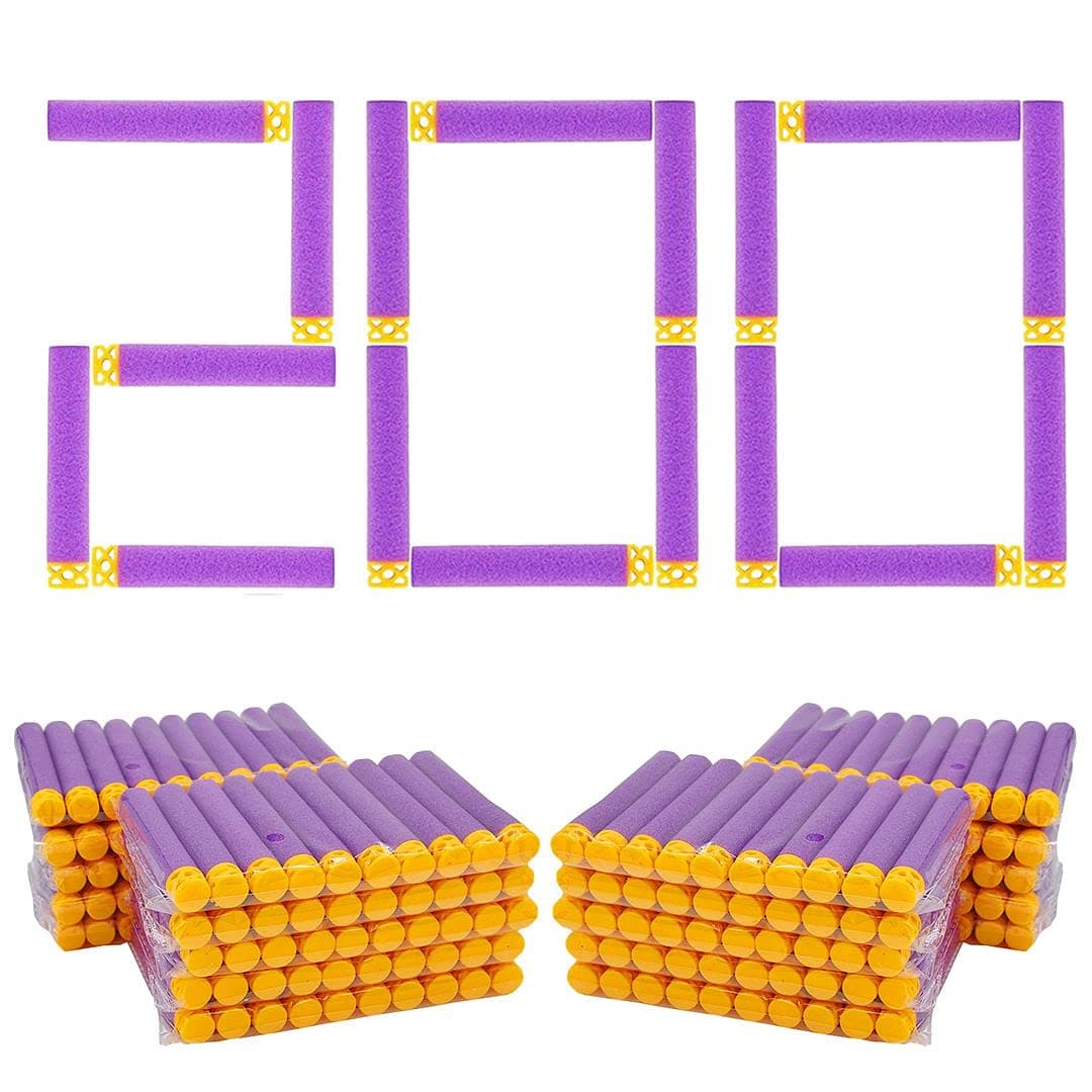 BOROLA 200Pcs Hollow Out Soft Foam Refill Waffle Darts Compatible for Nerf Elite Series Blasters(Purple)