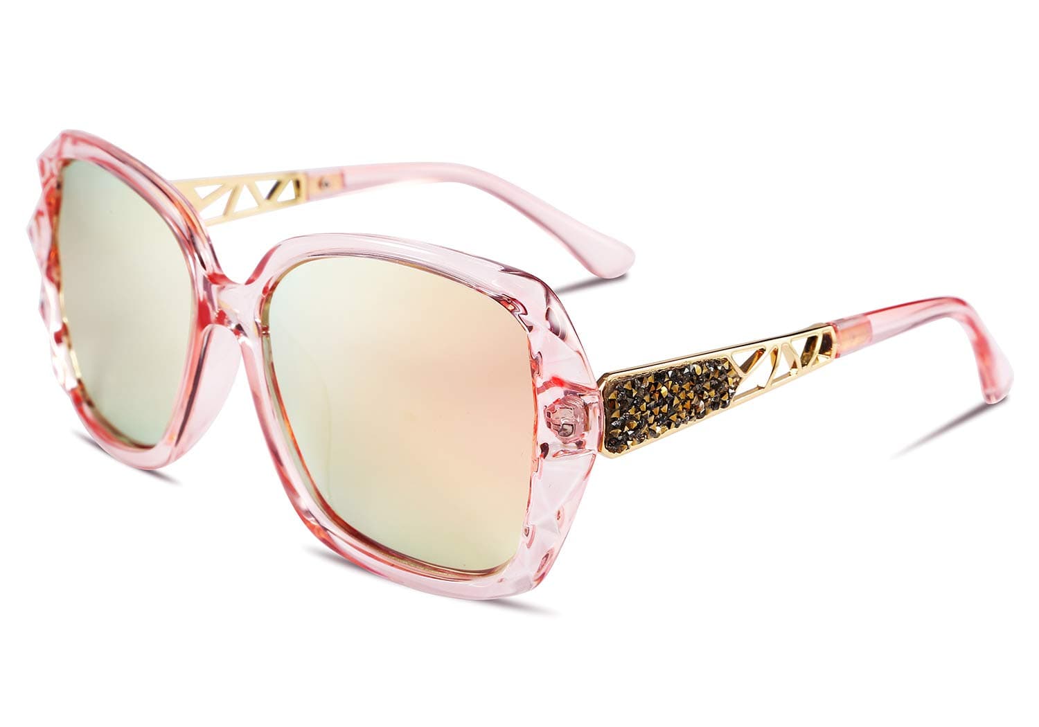 Oversized Sunglasses for Women Square Polarized Sparkling Frame B2289