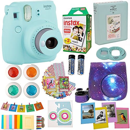 Fujifilm Instax Mini 9 Camera (USA) + Accessories kit for Fujifilm Instax Mini Camera Includes Instant Camera + Fuji Instax Film (20 PK) Case + Frames + Selfie Lens + Album and More (Purple)