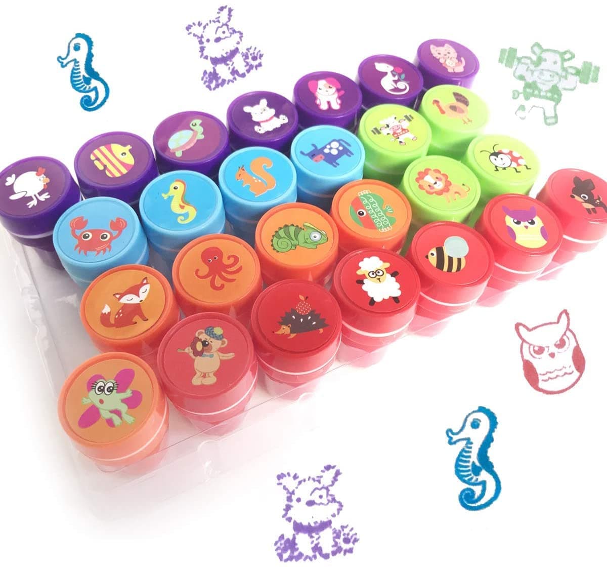 Animals Stamps for Kids,26 Pieces Self-Ink Washable Stampers Toys for Children Crafts Party Favor,School Prizes,Birthday Gift,Learn Props
