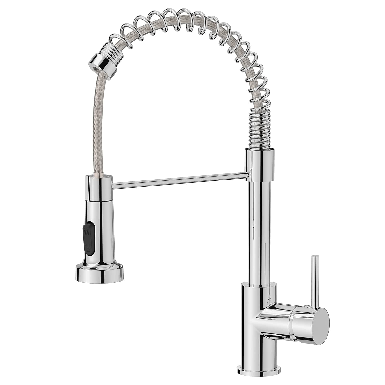 Kitchen Tap, Spring Kitchen Sink Mixer Taps, Commercial Faucet Single Handle Lever, High Arc Swivel 360 with 2 Spray Mode, Polished Chrome