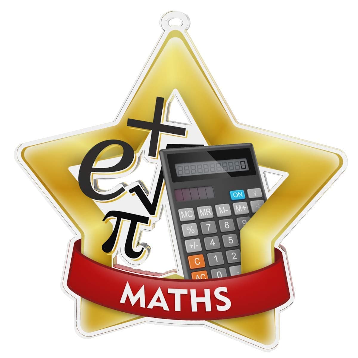 Trophy Monster Pack of 10x Maths Star Medals and Ribbons for Events & Schools | Made from Printed Acrylic | 60mm, 70mm, 80mm