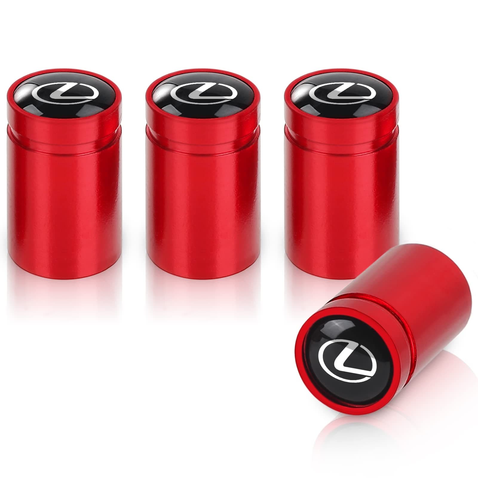 4 Pcs Car Wheel Tire Valve Stem Caps-Auto Valve Stem Cover Suitable for Lexus RX350 UX200 NX300 IS300 ES350 GS350 GX460 LX570 RC300 LC500 Metal Red Styling Decoration Accessories