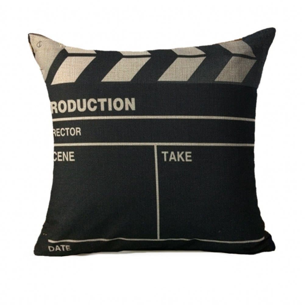 Movie Theater Cinema Maker Clap Board Personalized Home Decor Design Throw Pillow Cover Pillow Case 18 x 18 Inch Cotton Linen for Sofa