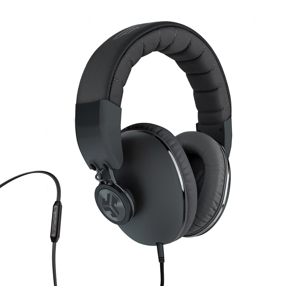 JLab Audio Bombora Over-Ear Headphones with Universal Mic, Matte Black/Gunmetal