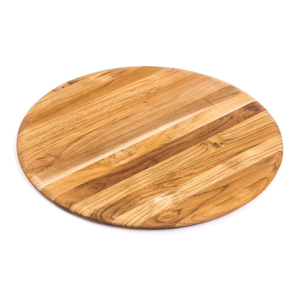 TeakHaus Elegant Edge Grain Teakwood 18 Inch Round Cutting and Serving Board