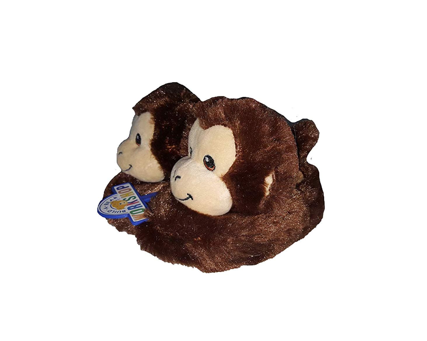 Esquire Footwear boys Build-A-Bear Workshop Smiley Monkey Character Slippers, Brown, Small 10-11