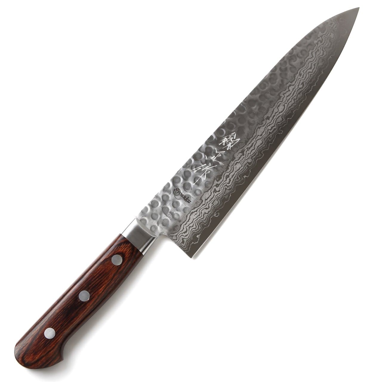 SyosakuJapanese Chef Knife Hammered Damascus VG-10 16 Layer Mahogany Handle, Gyuto 9.5-inch (240mm)