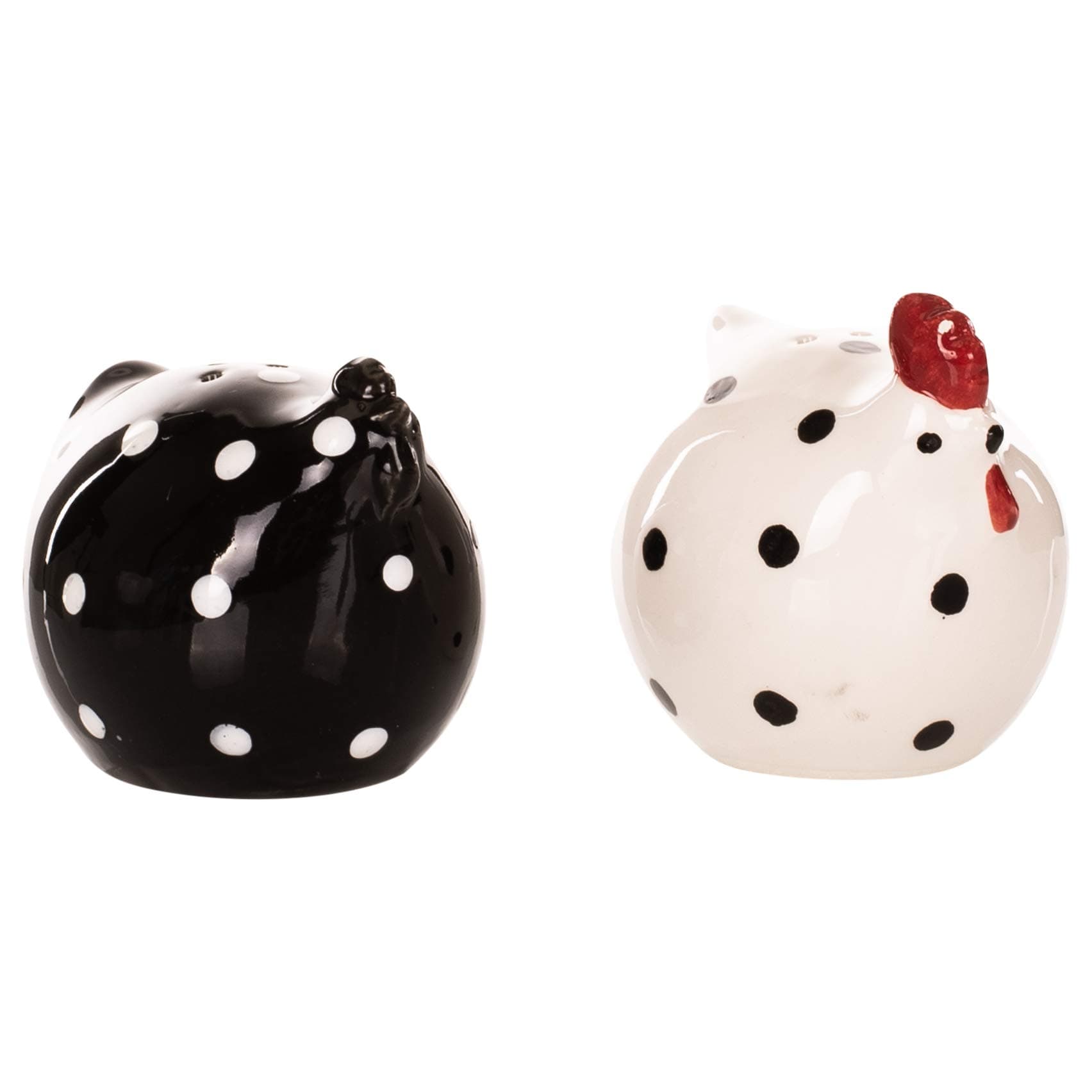Little Chicken Décor Black and White Polka Dot 3 x 2 Ceramic Salt and Pepper Shaker Set