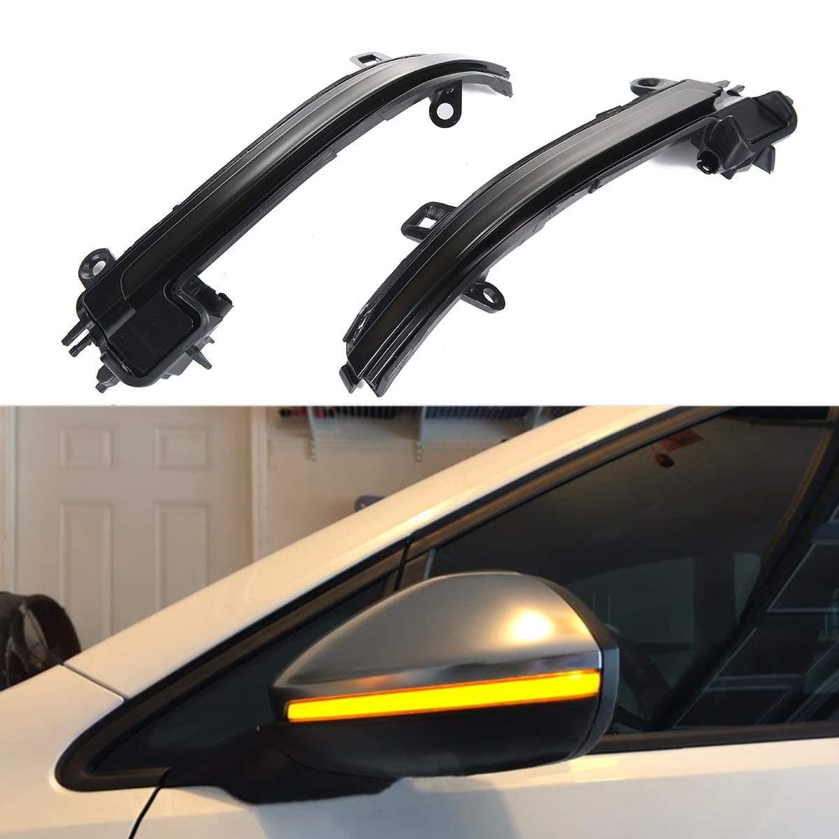 Moshbu Smoked Lens Dynamic Indicator Led Blink Light, Side Rearview Mirror Turn Signal Strip Assembly For BMW 1 2 3 4 Series i3 (F20 F22 F23 F30 F32 F36)(1pair)-Attractive Side Mirror Signal Design