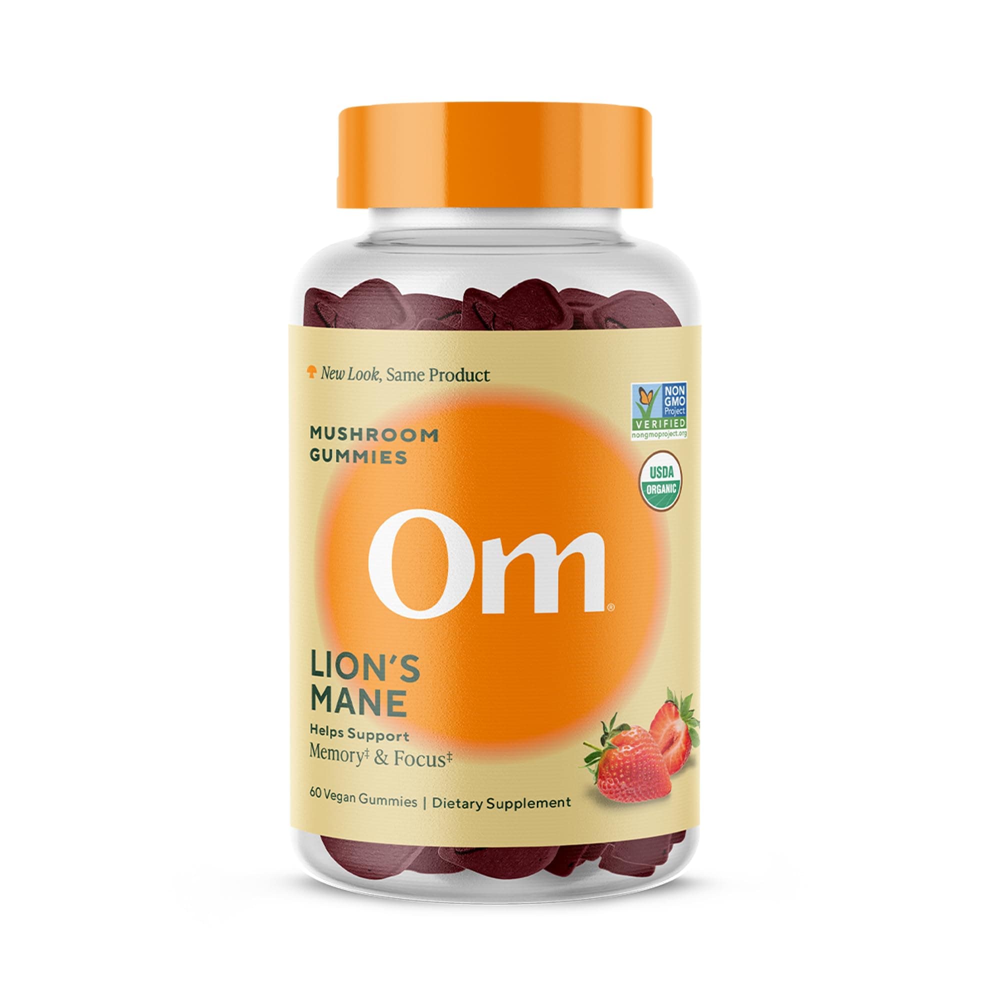 - OM MUSHROOM SUPERFOOD Lion’s Mane Mushroom Gummies – USA Grown Organic Lion’s Mane – Supports Memory, Focus & Cognitive Health – Strawberry Flavor – 30 Servings, 60 Count.